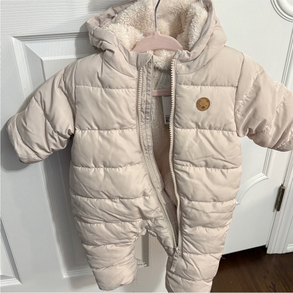 H&M Cream Puffer One-Piece Bodysuit with Hood